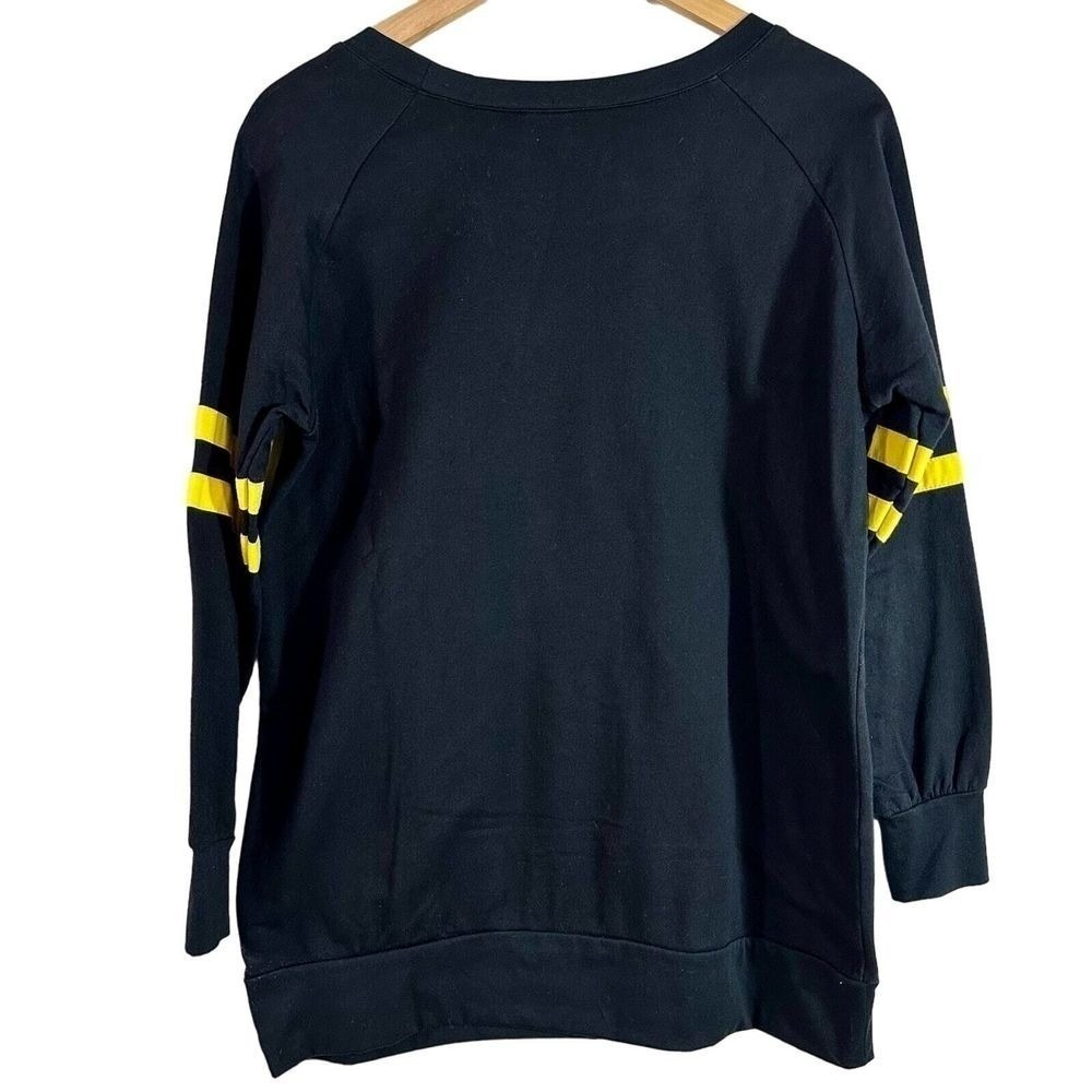 Harry Potter Hogwarts Crest Sweatshirt Black Yellow Striped Raglan Universal S - Picture 3 of 8